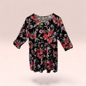 Floral Black and Pink Women's Blouse